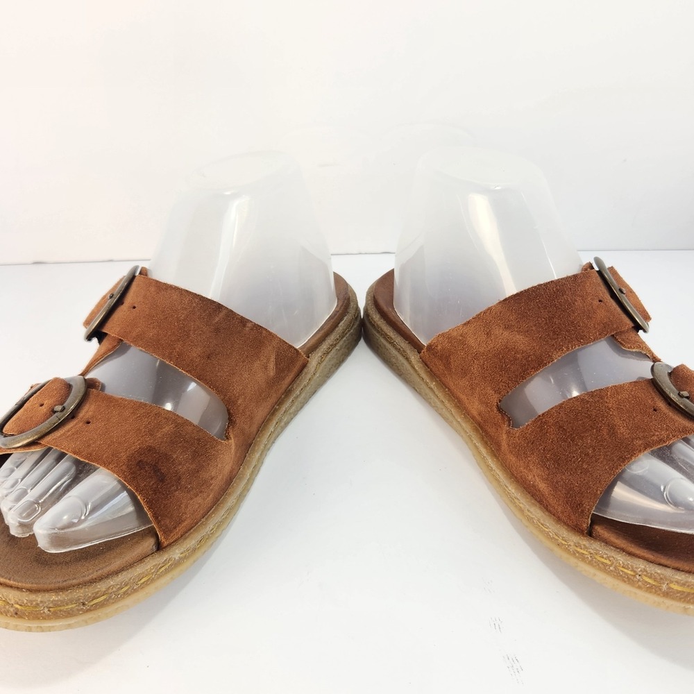 Born Women's 8 Brown Suede Double Buckle Slide Sandals Comfort Leather Shoes - Picture 6 of 8